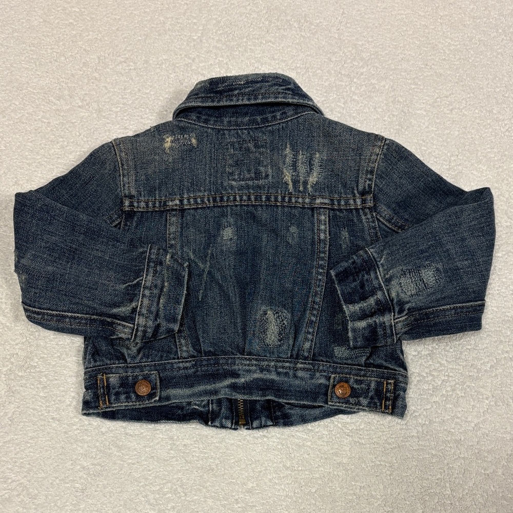Ralph Lauren Kids vintage Blue Jean zip distressed Denim Jacket 18m - Picture 6 of 8